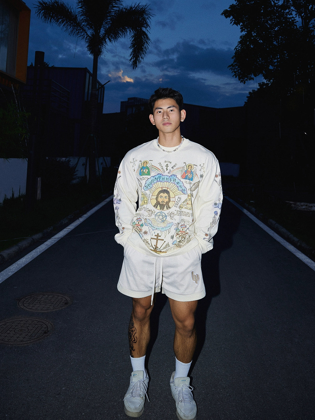 Religious Icon Print Oversized Sweatshirt
