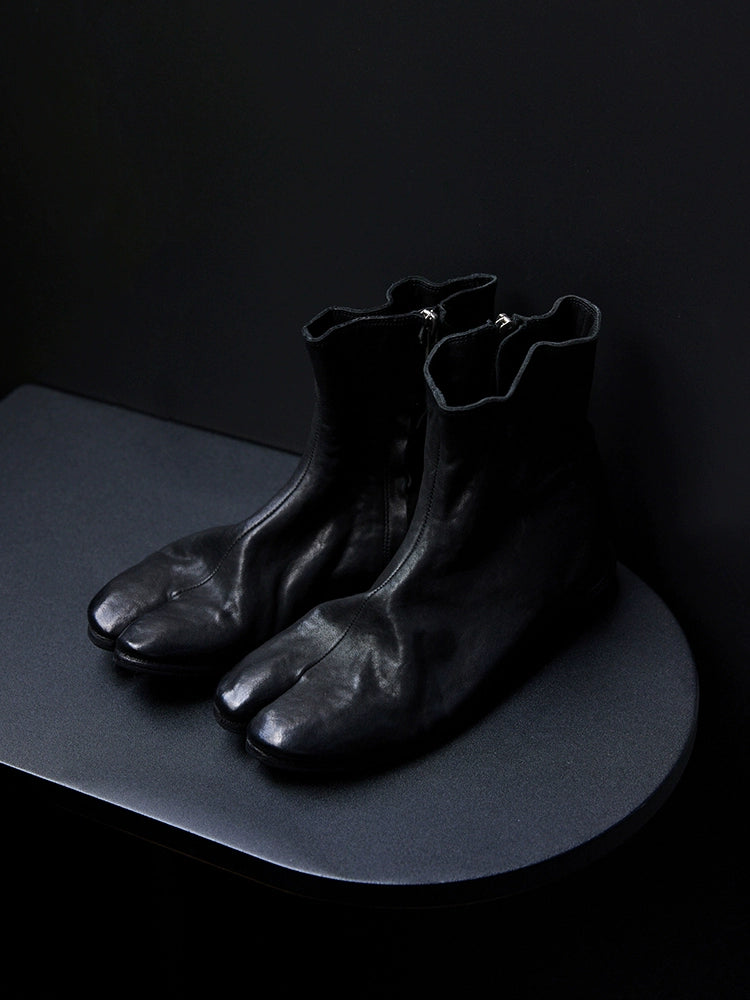 Black Leather Tabi Boots
