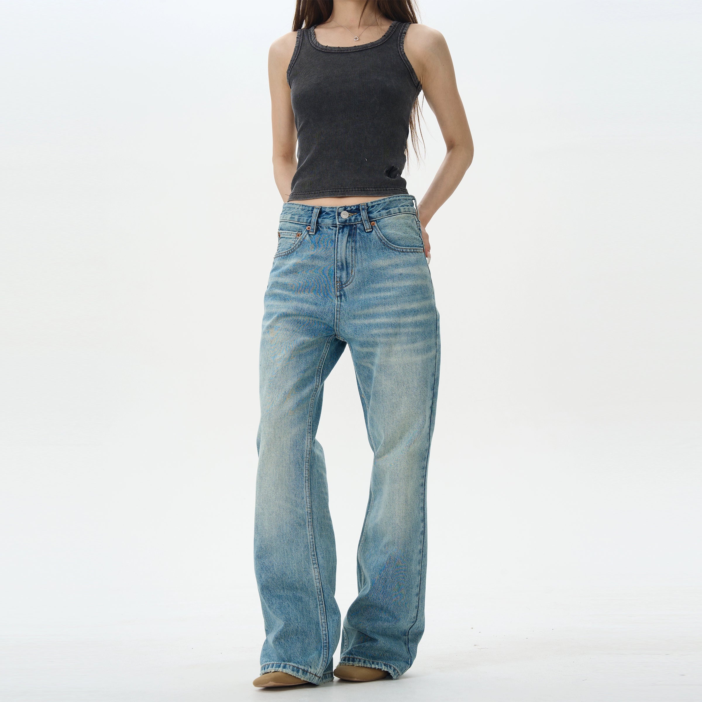 Classic Light Wash Flare Jeans
