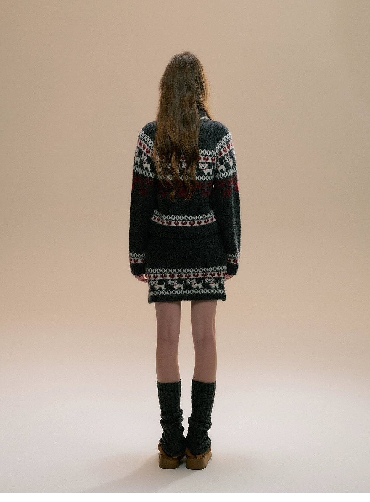 Fair Isle Knit Winter Sweater and Skirt Set