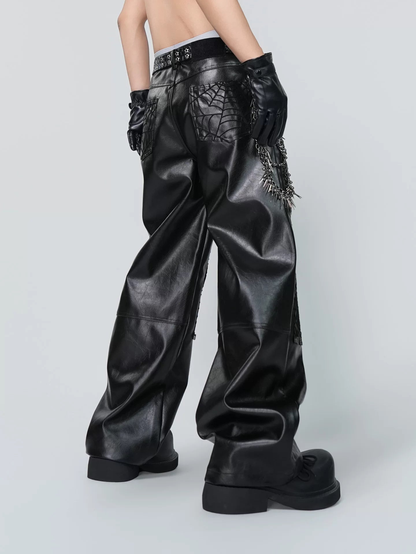 Arachnid Nexus Web-Panel Leather Pants