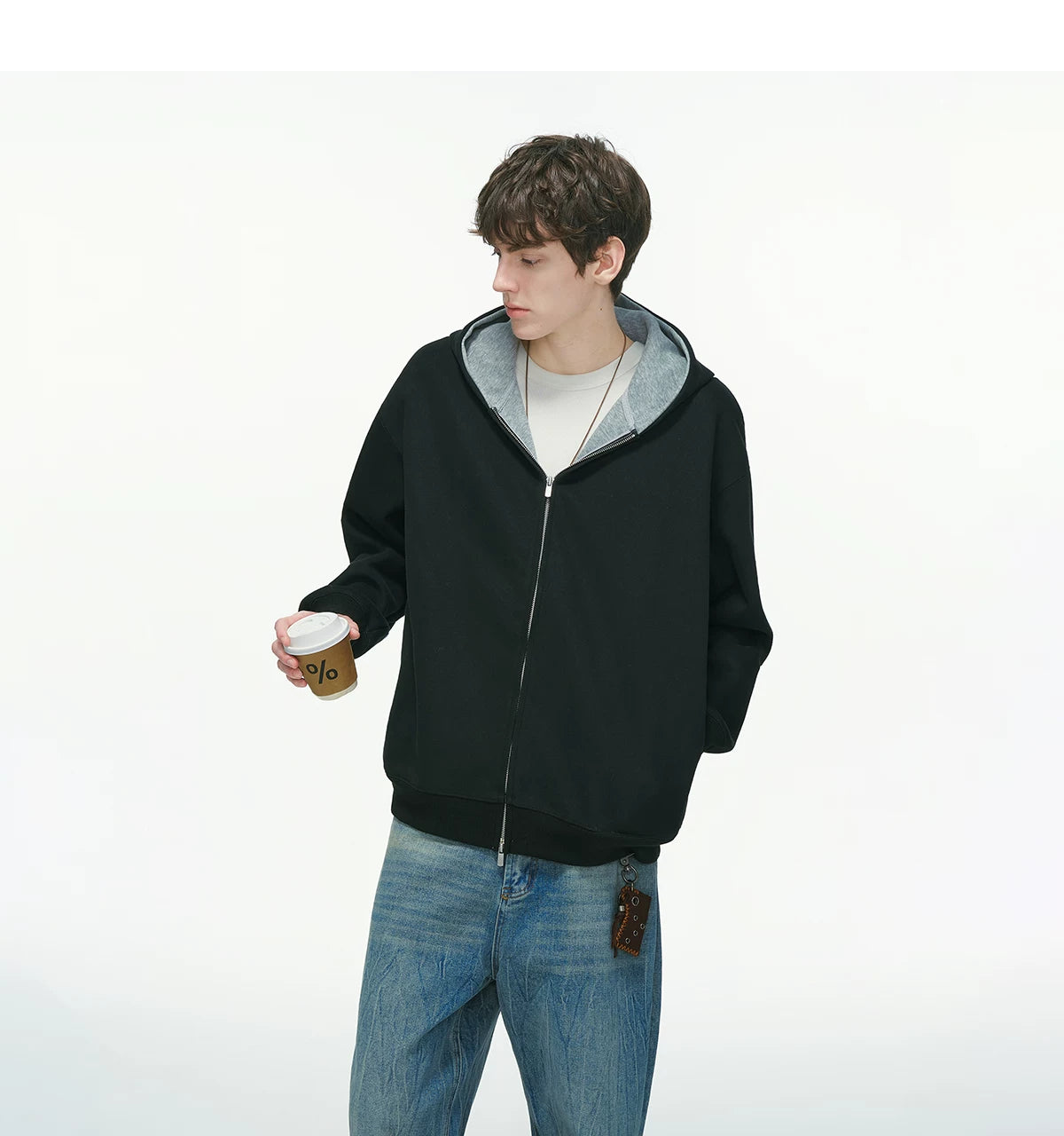 Dual-Tone Varsity Zip Hoodie