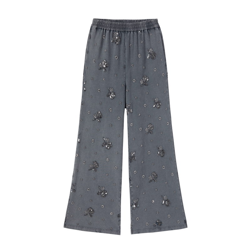 Knit Wide Leg Denim Jeans