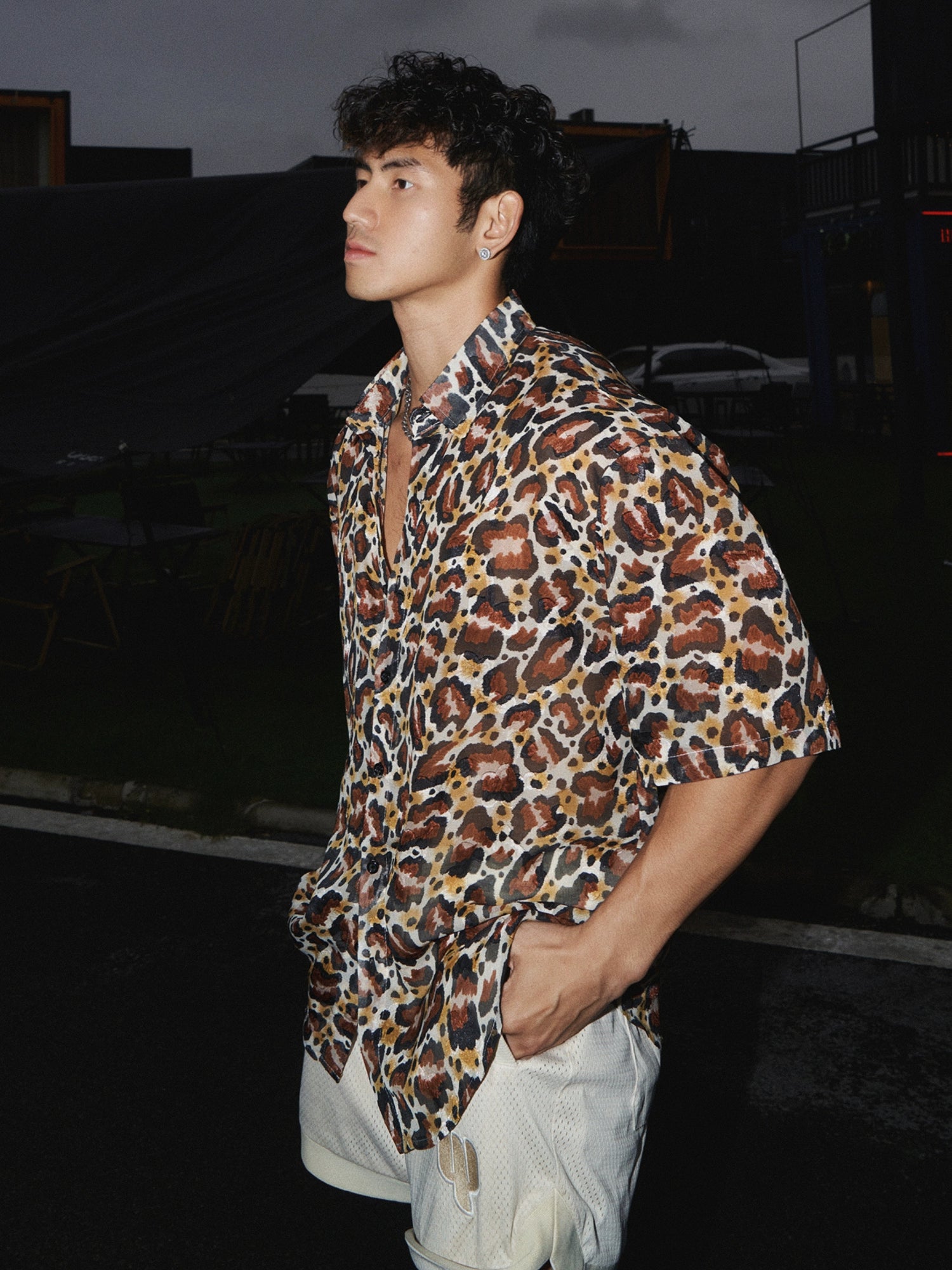 Sheer Abstract Print Summer Shirt