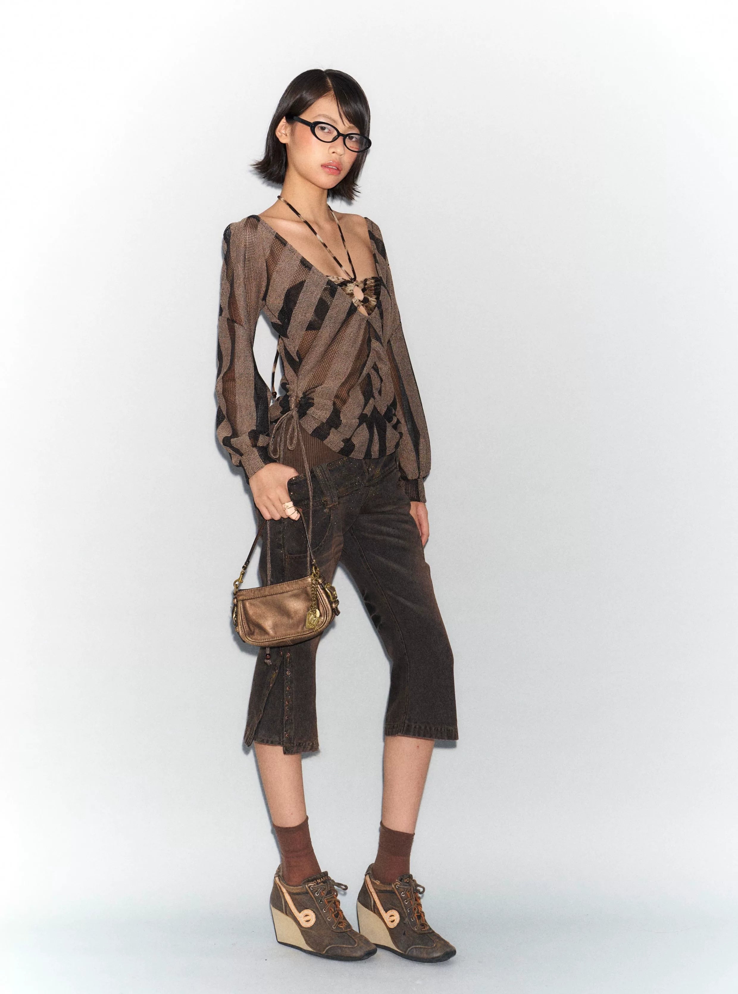 Bronze Mirage Stripe Drape Top