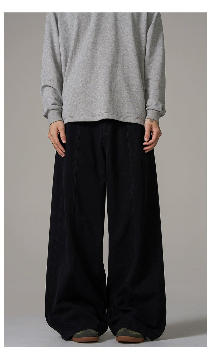 Wide-Leg Brown Wool Trousers