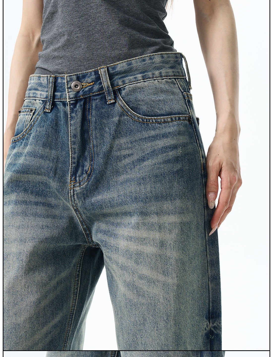 Distressed Gradient Wide-Leg Jeans