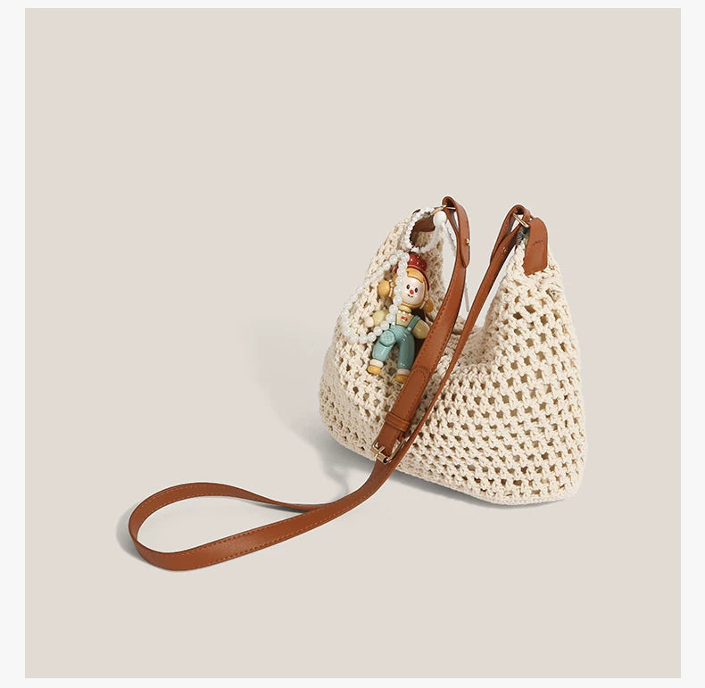 Boho Picnic Doll Woven Hobo Bag