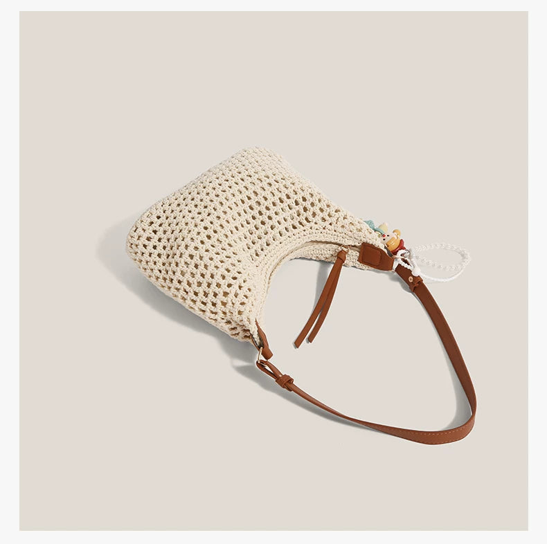 Boho Picnic Doll Woven Hobo Bag