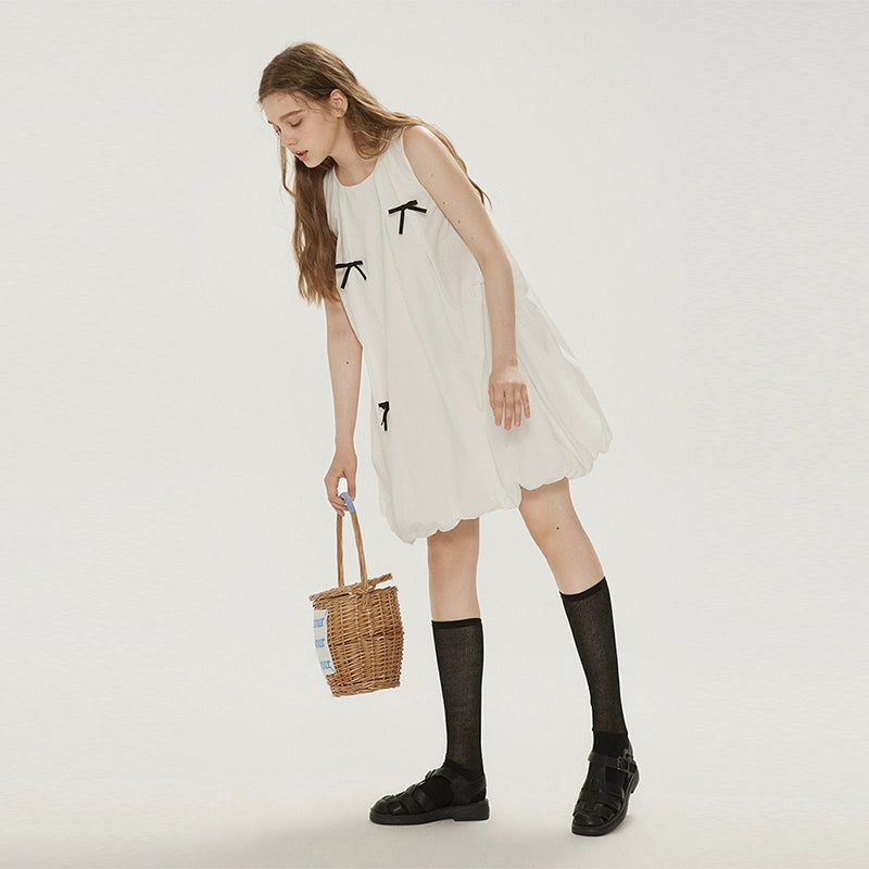 Bow Bubble Sleeveless Summer Dress