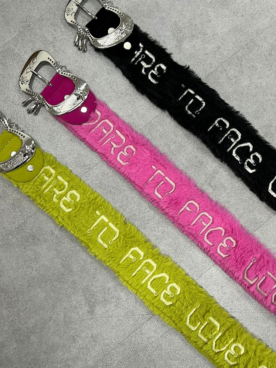 Fuzzy Statement Western Buckle Belt