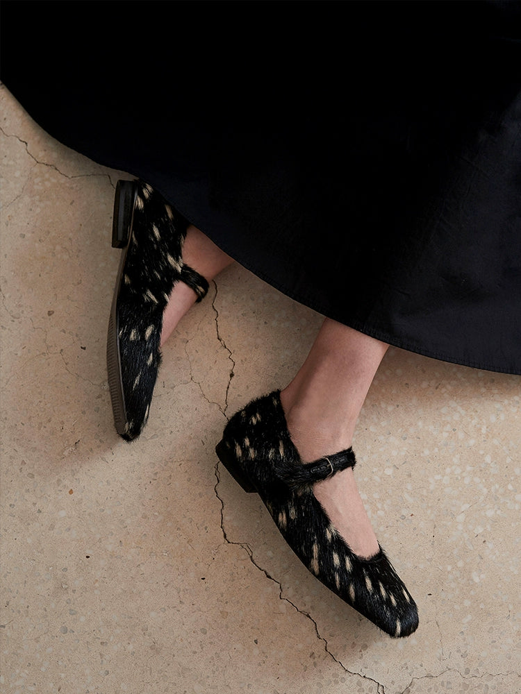 Haircalf Mary Jane Flat
