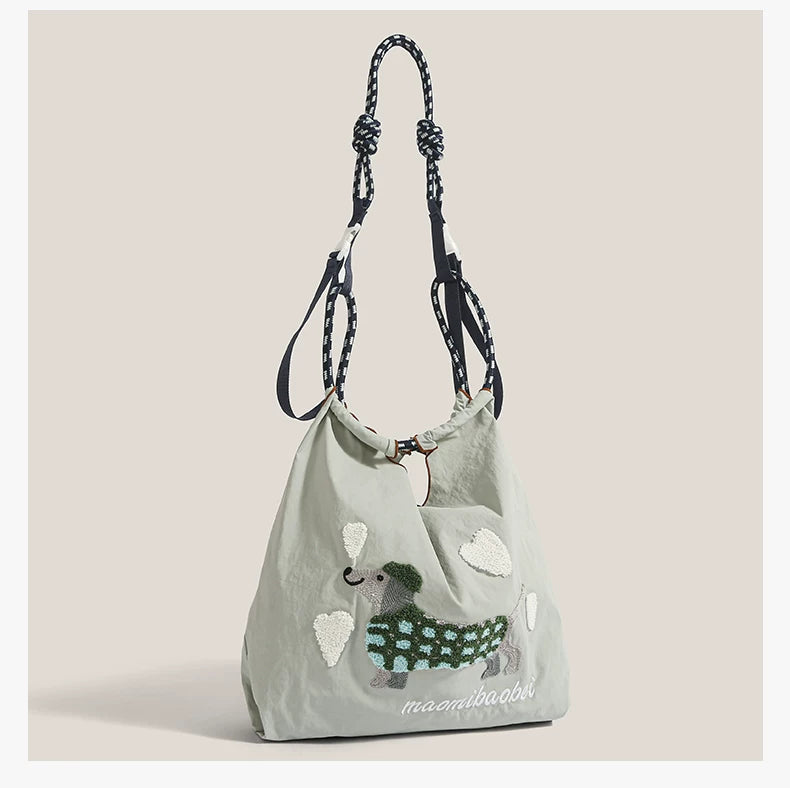 Cloudy Dachshund Sling Tote