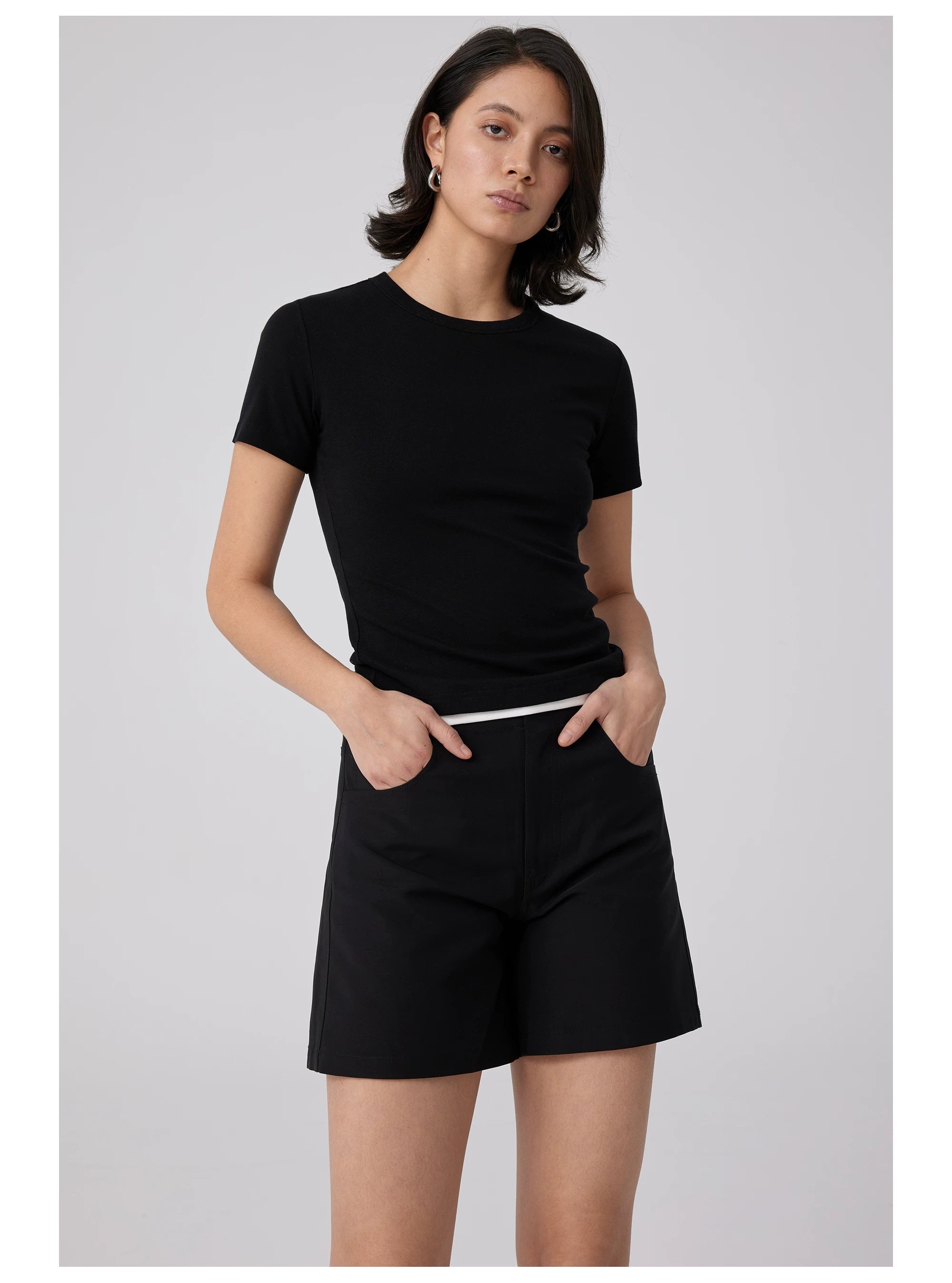 High-Waisted Buckleback Tailored Shorts