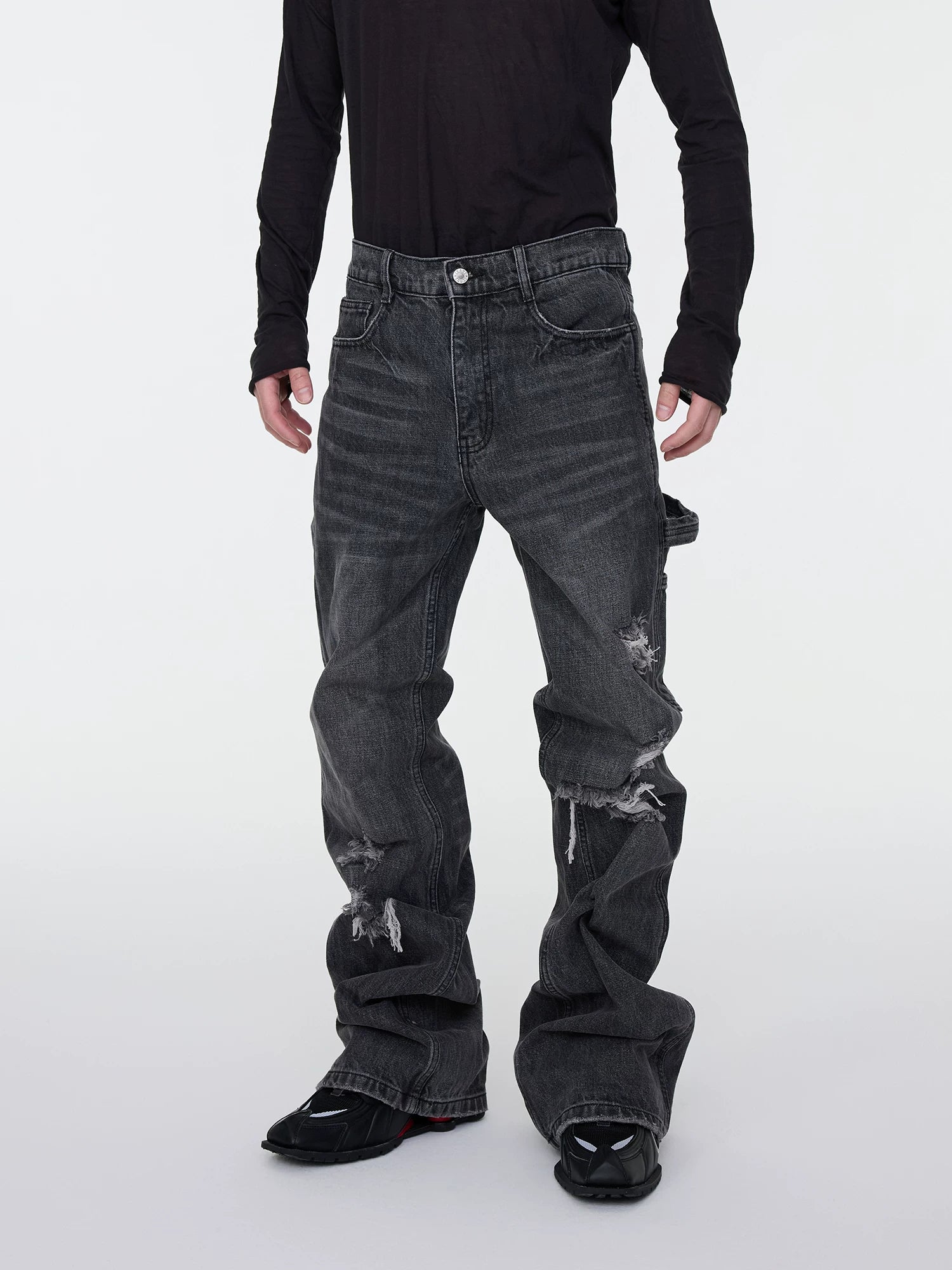 Charcoal Ruin Stacked Denim Jeans