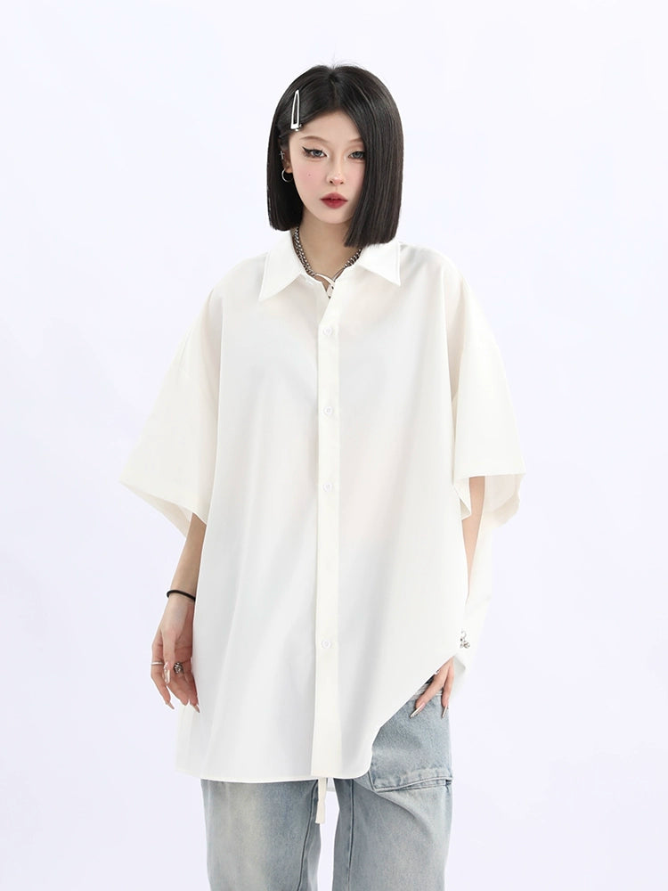 Oversized Black Button-Down Shirt