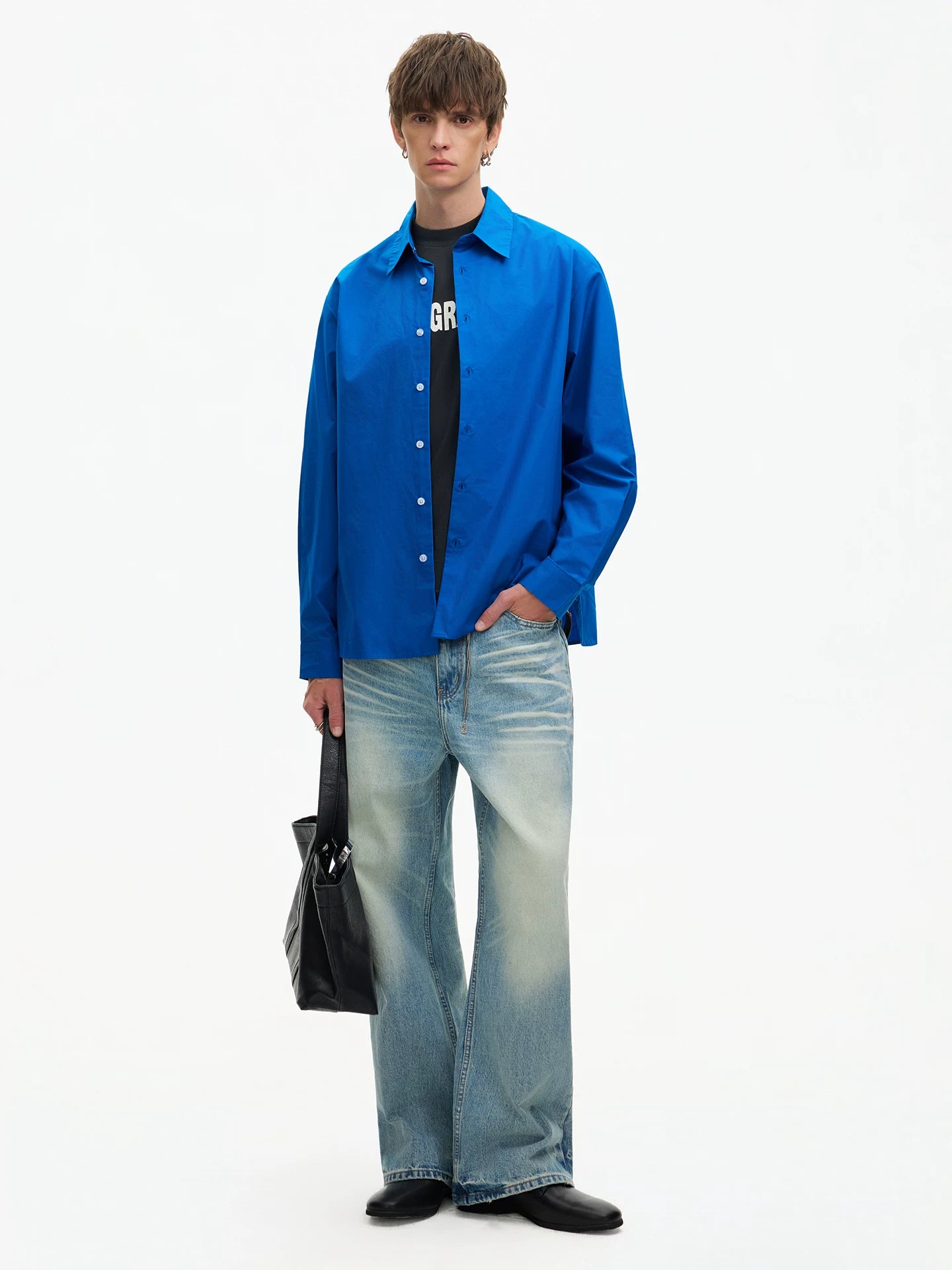Cobalt Rush Oversize Poplin Shirt