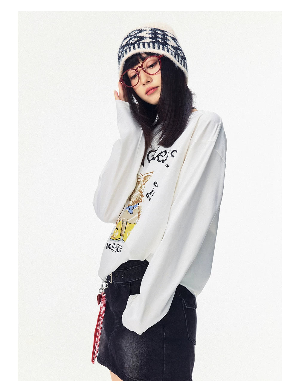 Doodle Pup Graphic Long Sleeve Tee