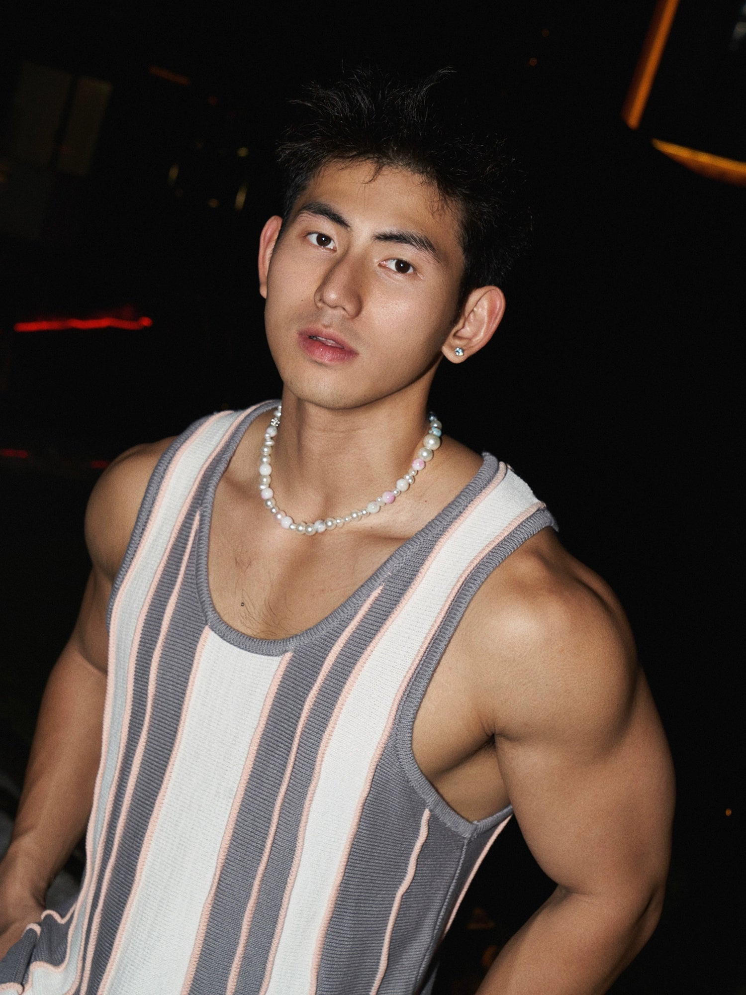 Vertical Striped Knit Tank Top
