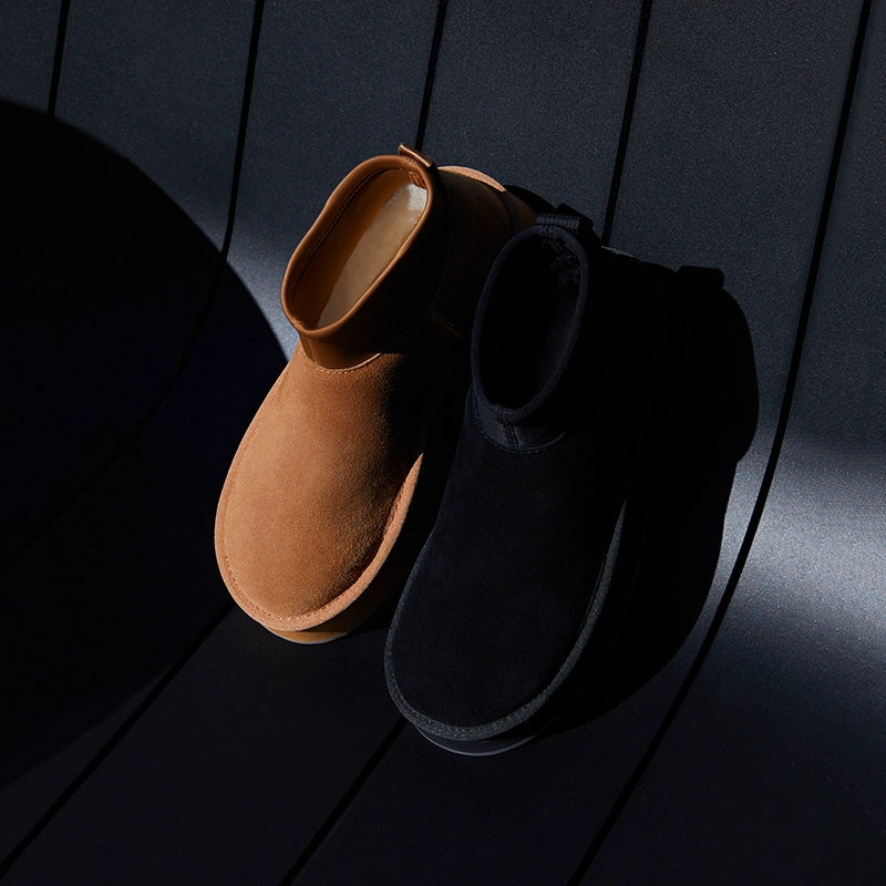 Suede Slip-On Ankle Boots With A Thick Sole