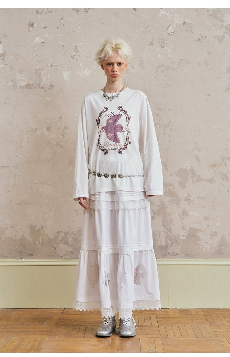 Vintage Graphic Print Layered Sweater