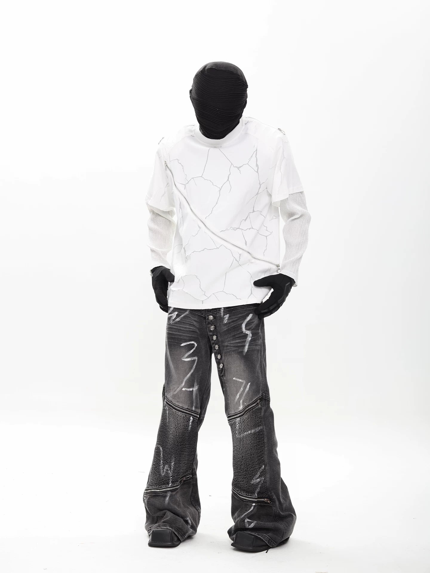 Faultline Diagonal Zip Layered Tee