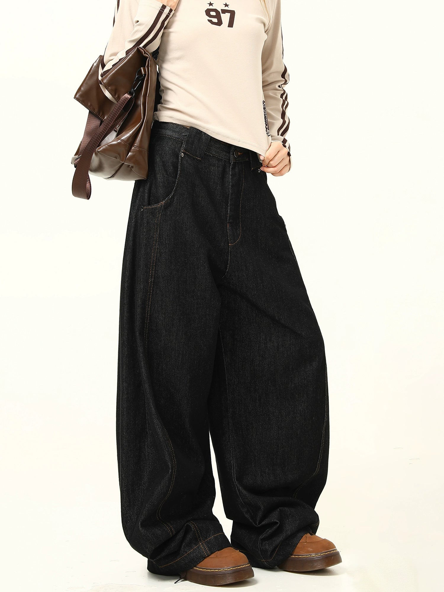 Wide Leg Black Baggy Jeans