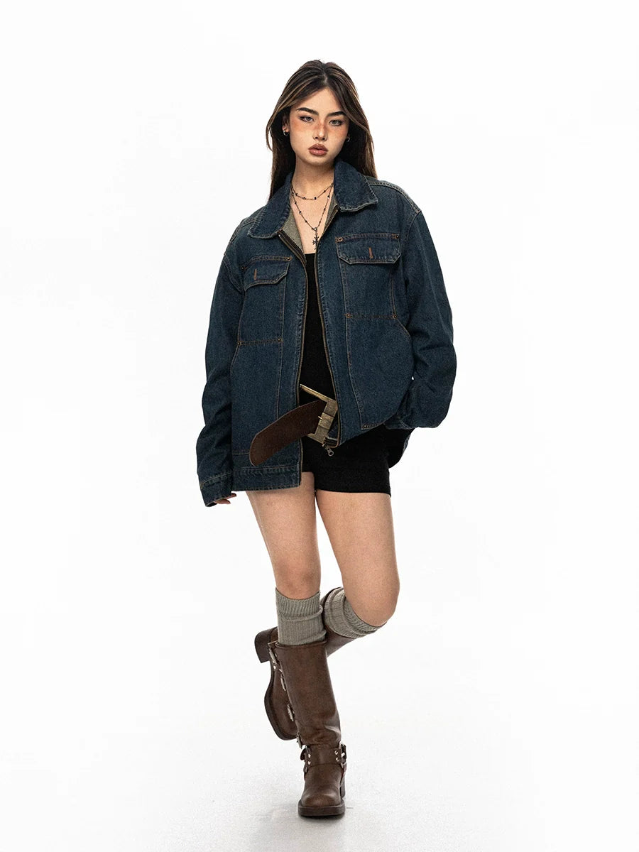 Oversized Vintage Denim Trucker Jacket