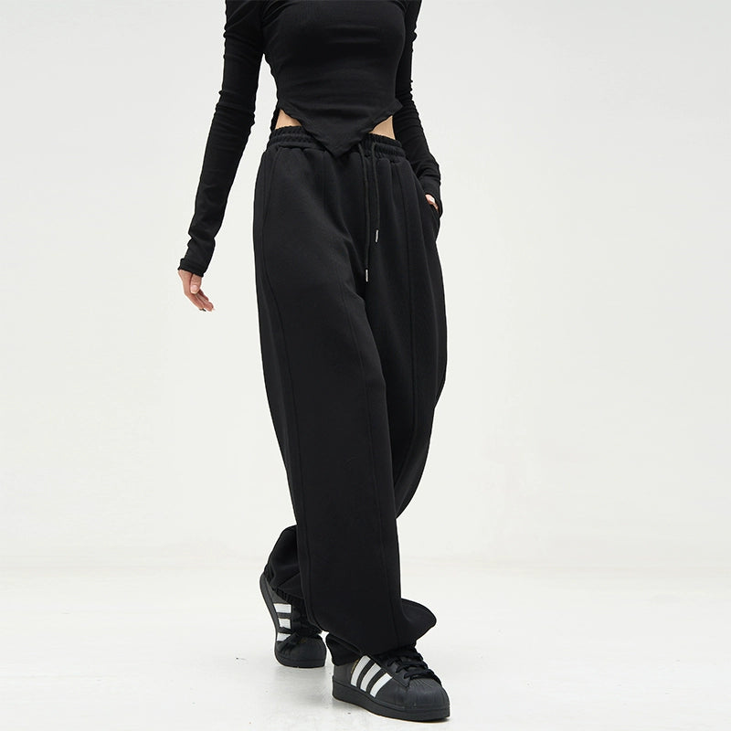 Elastic Waistband Wide-Leg Sweatpants