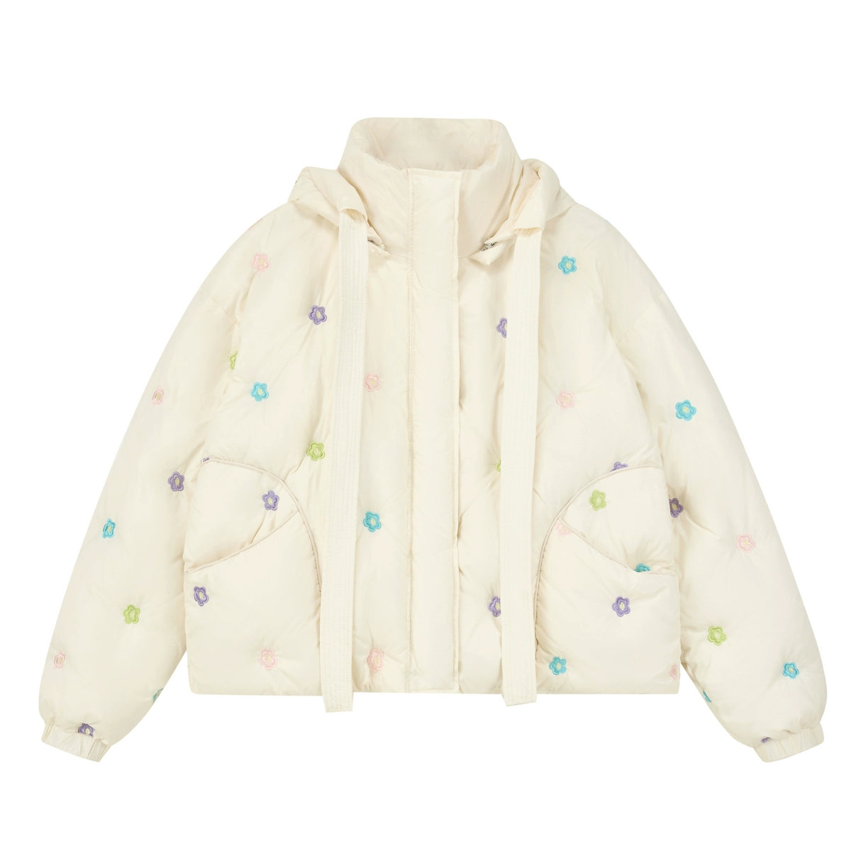 Floral Embroidered Puffer Jacket