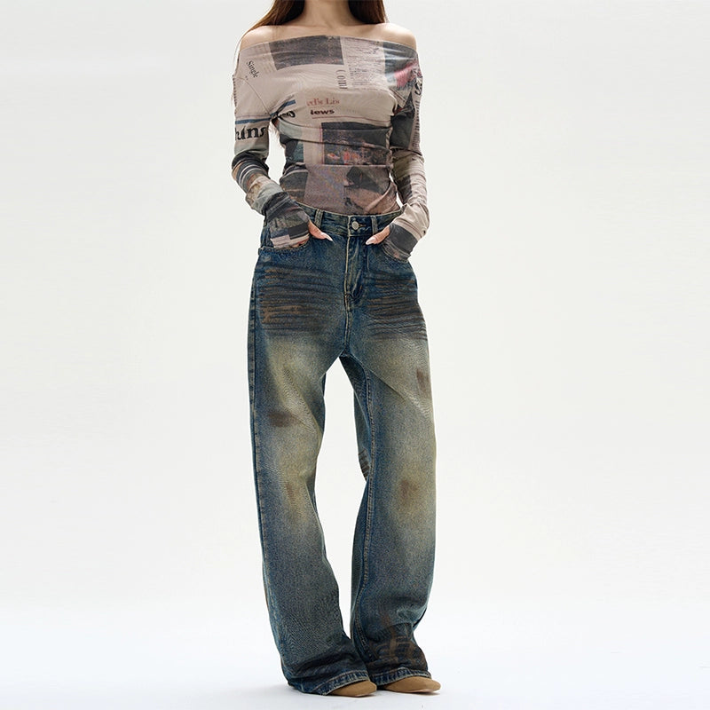 Distressed Baggy Ripped Denim Jeans