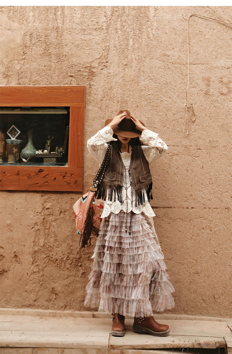 Boho Crochet Lace High-Low Tunic