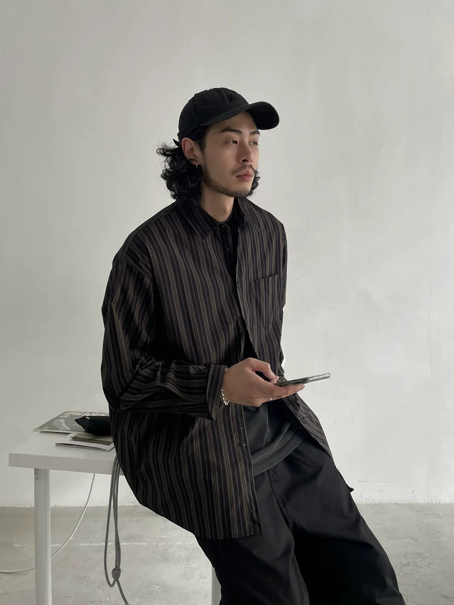 Relaxed Fit Striped Shirt - chiclara
