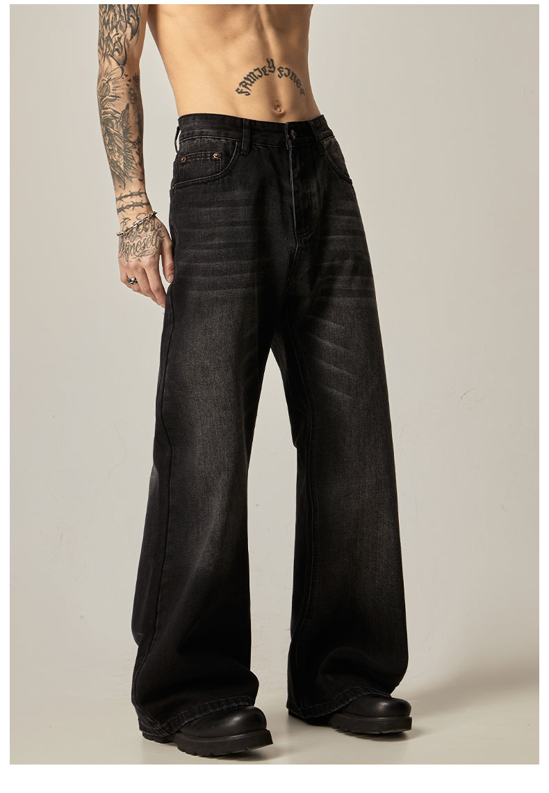 Black Baggy Straight Leg Jeans
