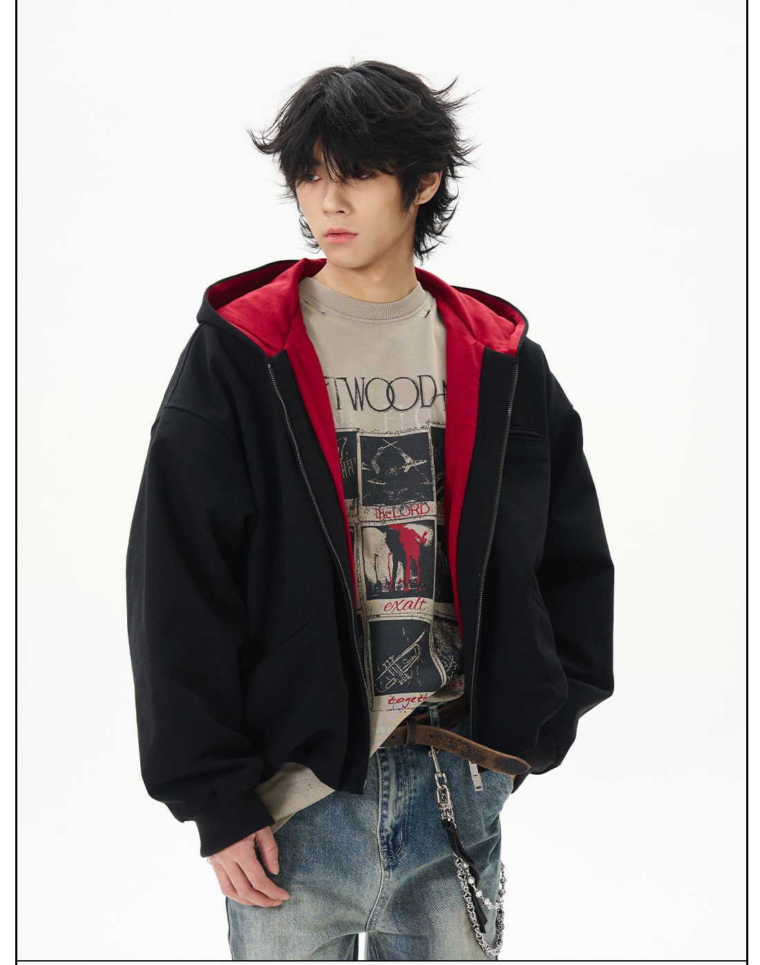 Blue Fleece Hooded Bomber Jacket