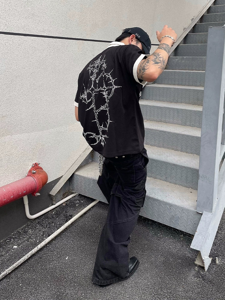 Gothic Stitch Contrast Polo