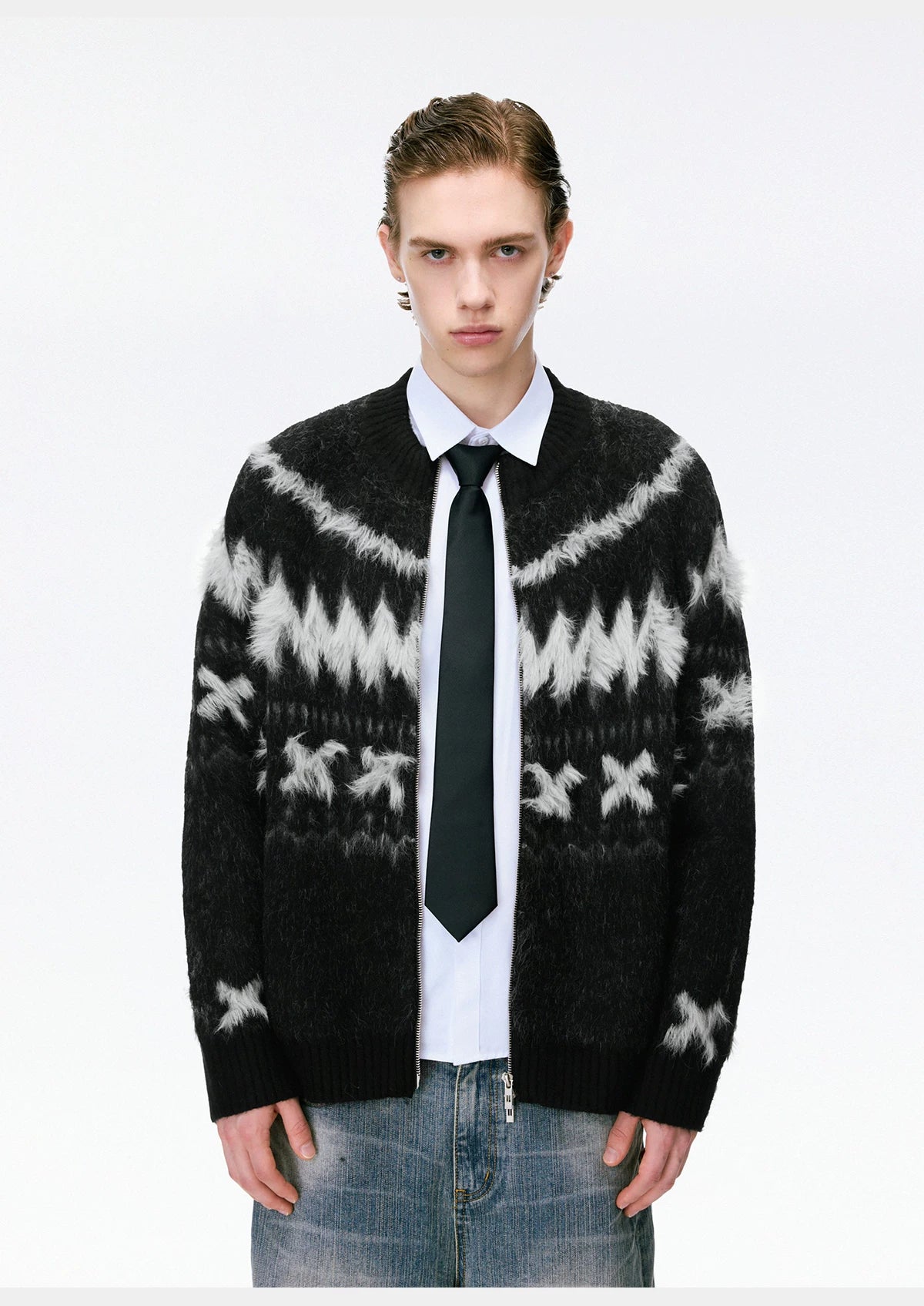 Nordic Frost Zip Knit Cardigan