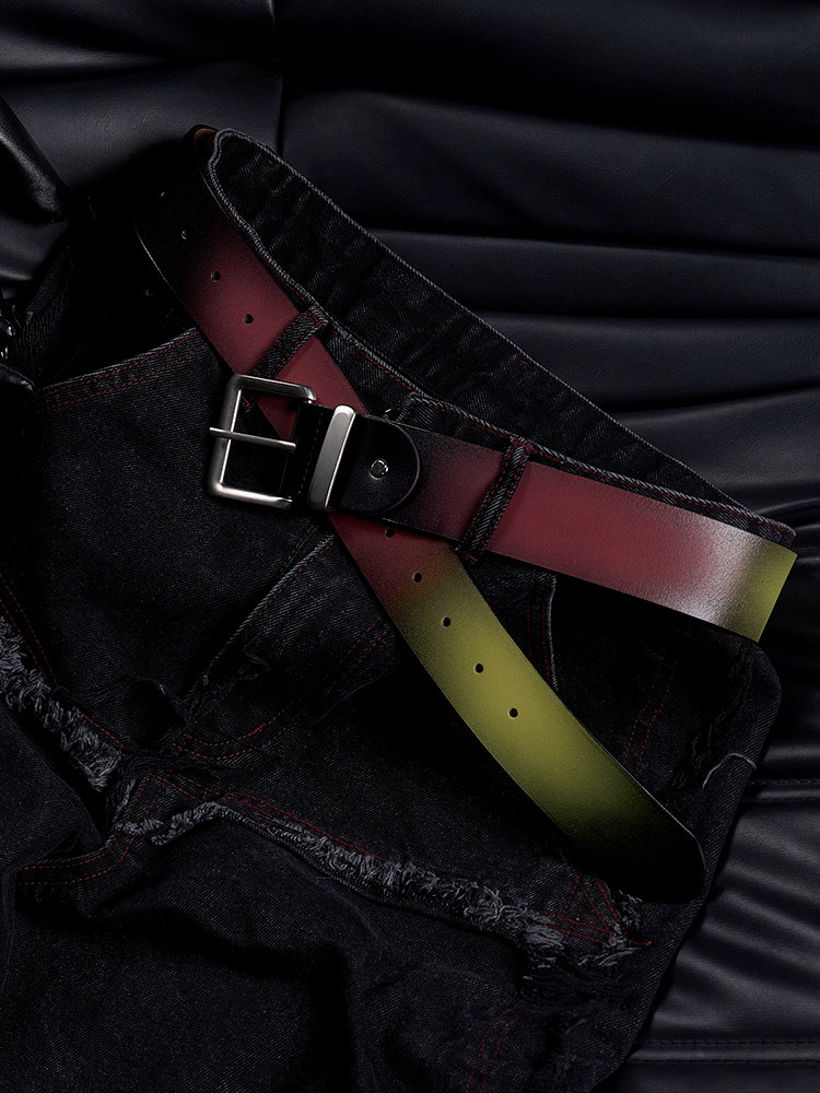 Gradient Spray-Painted Leather Belt