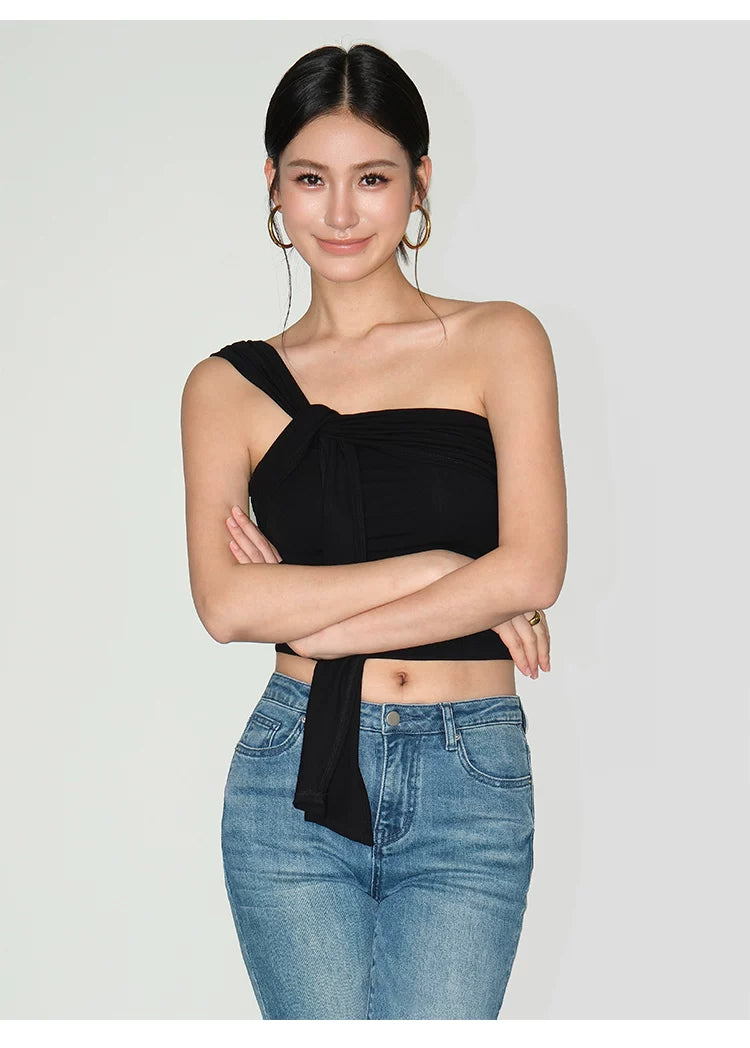 Asymmetric Draped One Shoulder Top
