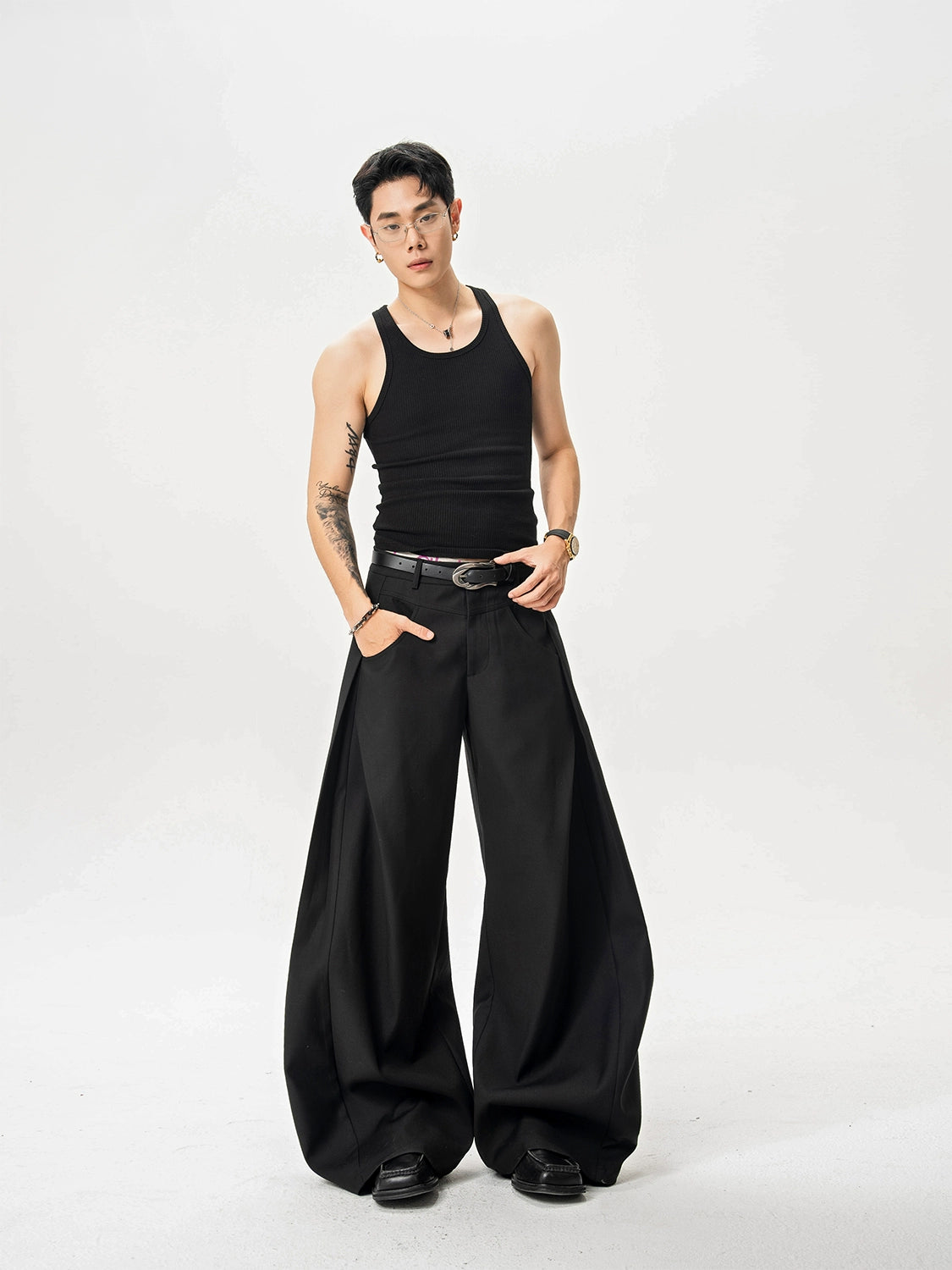 Noir Titan Wide-Leg Trousers
