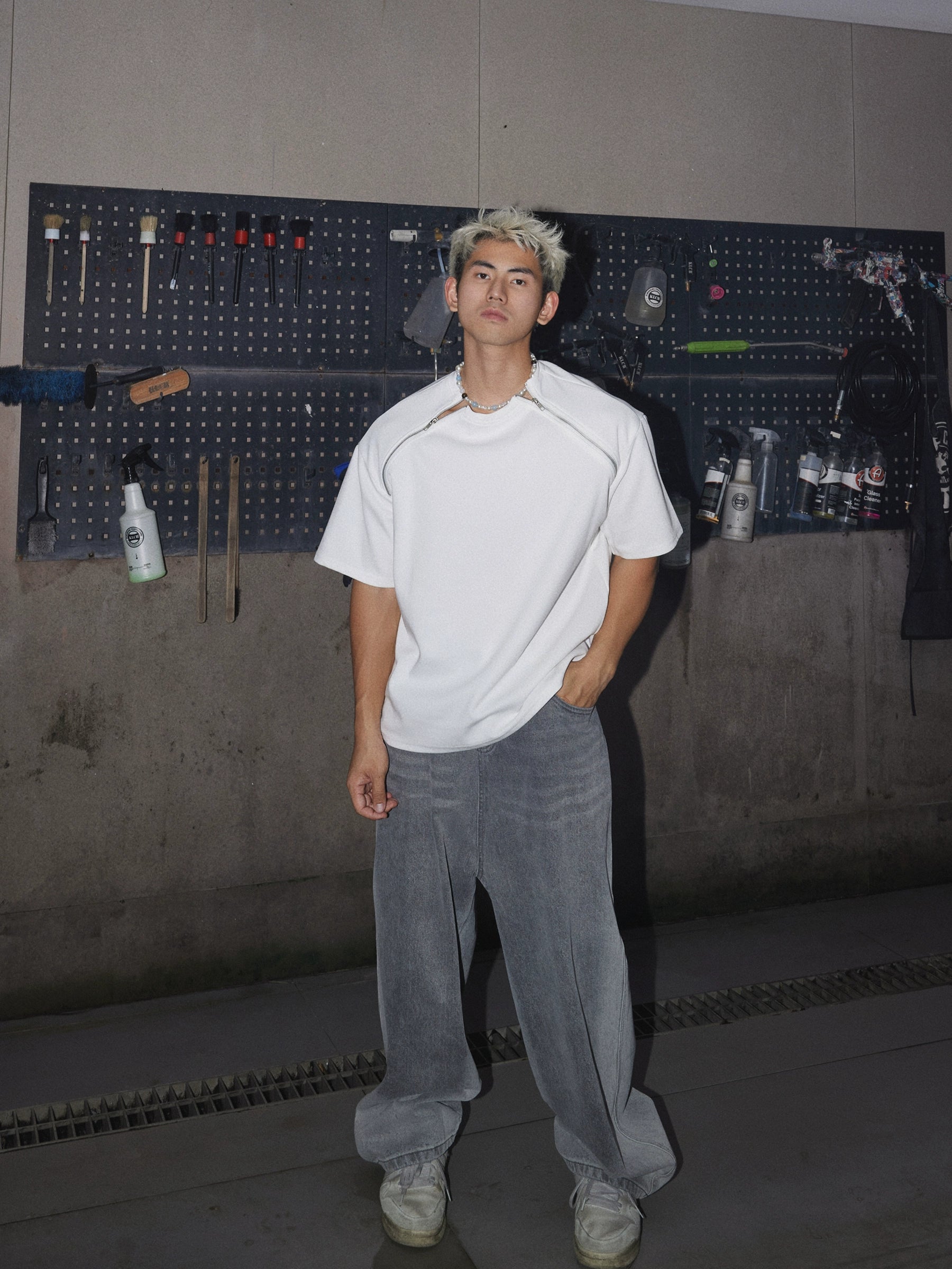 Oversized Zipper Detail T-Shirt