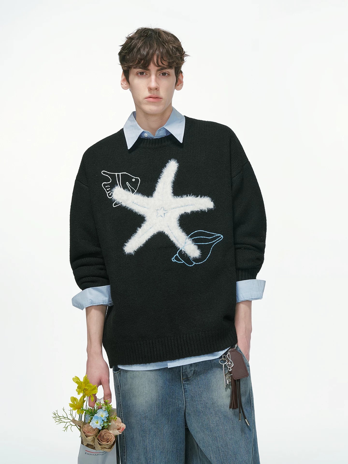 Seastar Sketch Fuzzy Knit Sweater