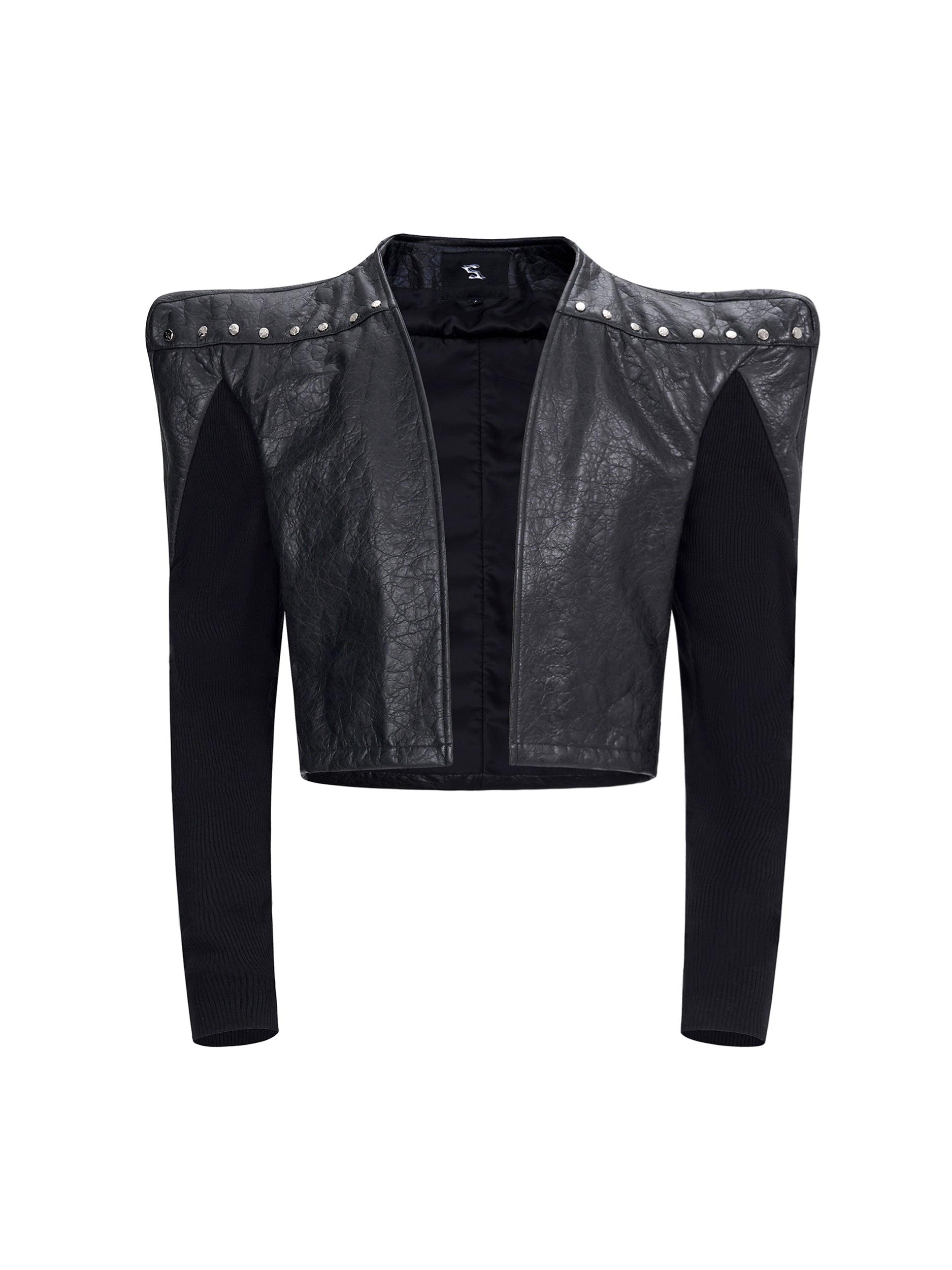 Black Cropped Structured Shoulder Jacket
