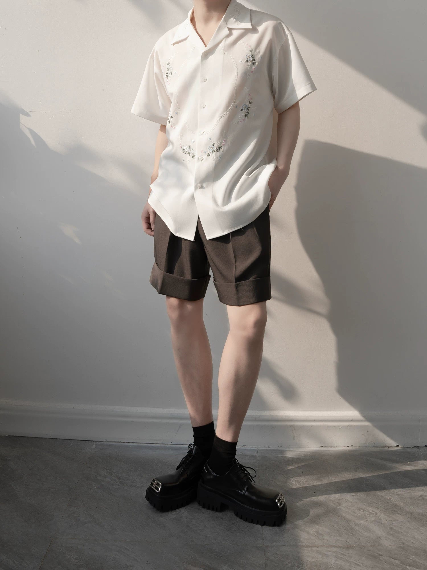 Sunlit Cameo Embroidered Camp Shirt