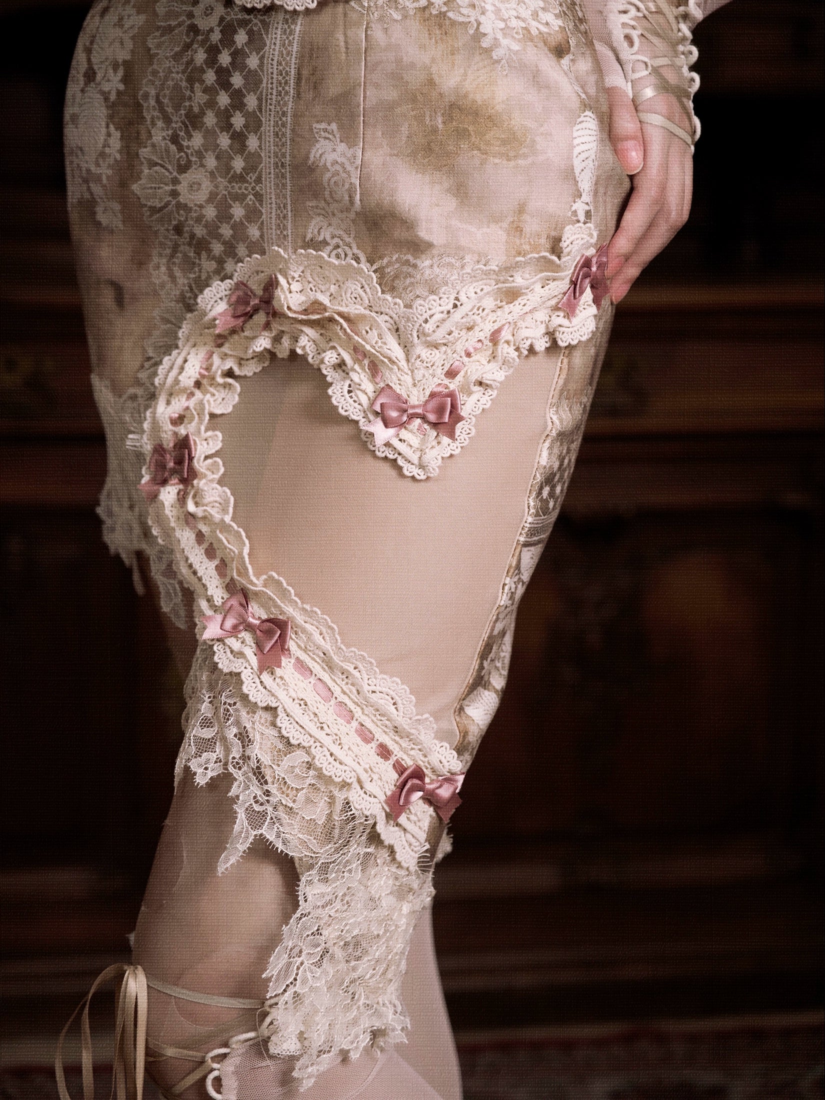 Vintage Lace Heart Patchwork Mini Skirt