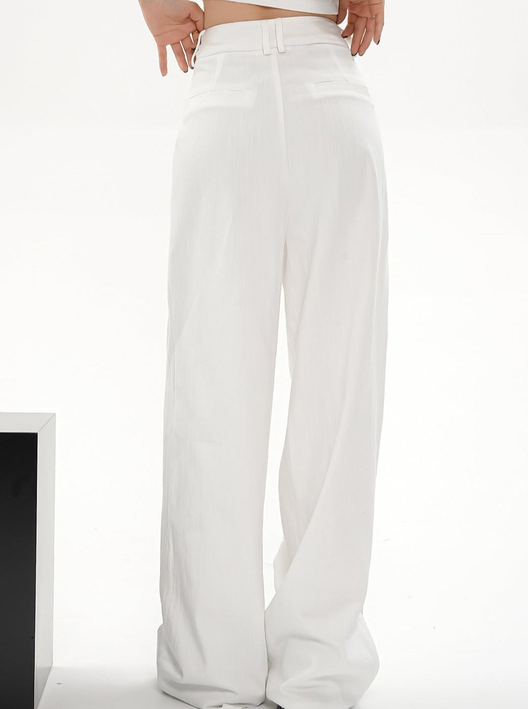 Pantalones palazzo de pierna ancha-pantalones de ajuste de cintura alta