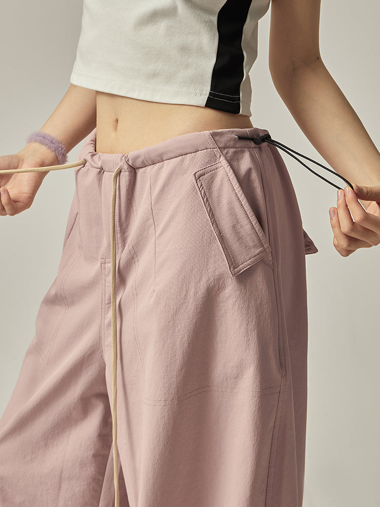 Pink Wide Leg Cargo Pants
