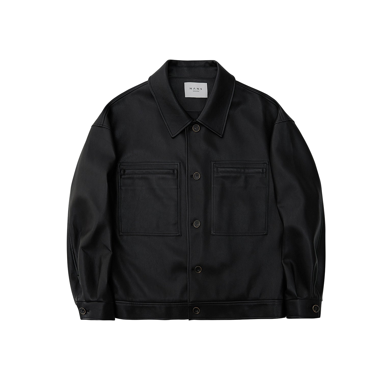 Chaqueta de cuero PU de gran tamaño de cuello cuadrado