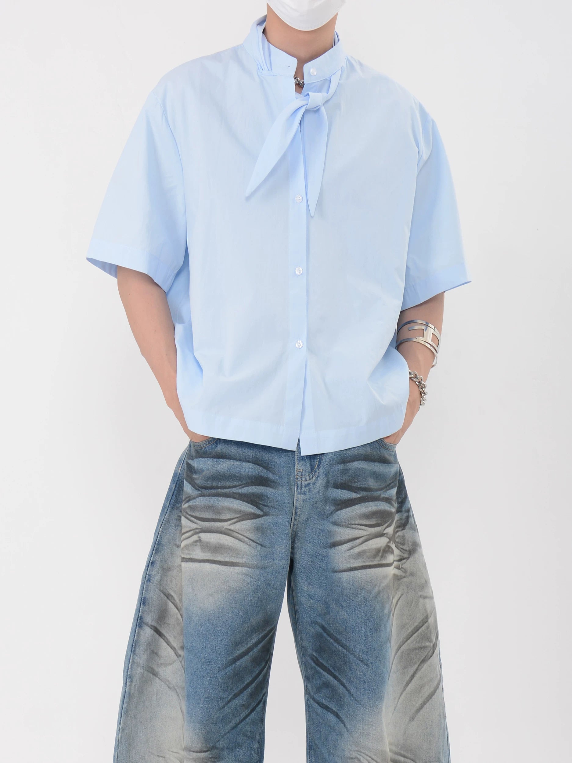 Skyband Knot Collar Shirt