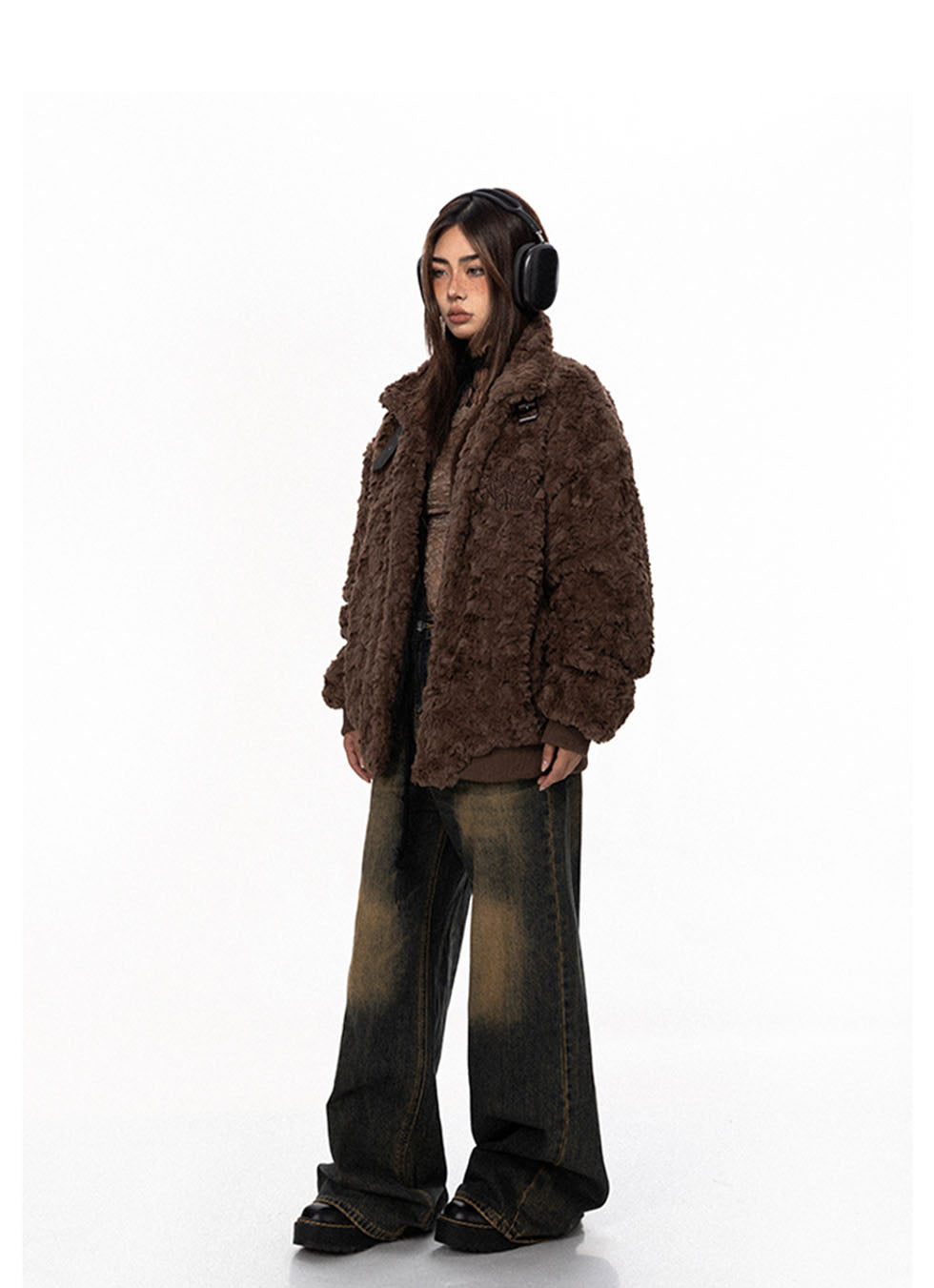 American Retro Fleece Strap Cotton Coat - chiclara